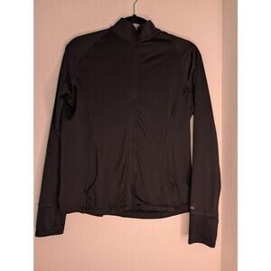 LEG3ND Women Black Zip Up Athletic Jacket Thumbholes S READ